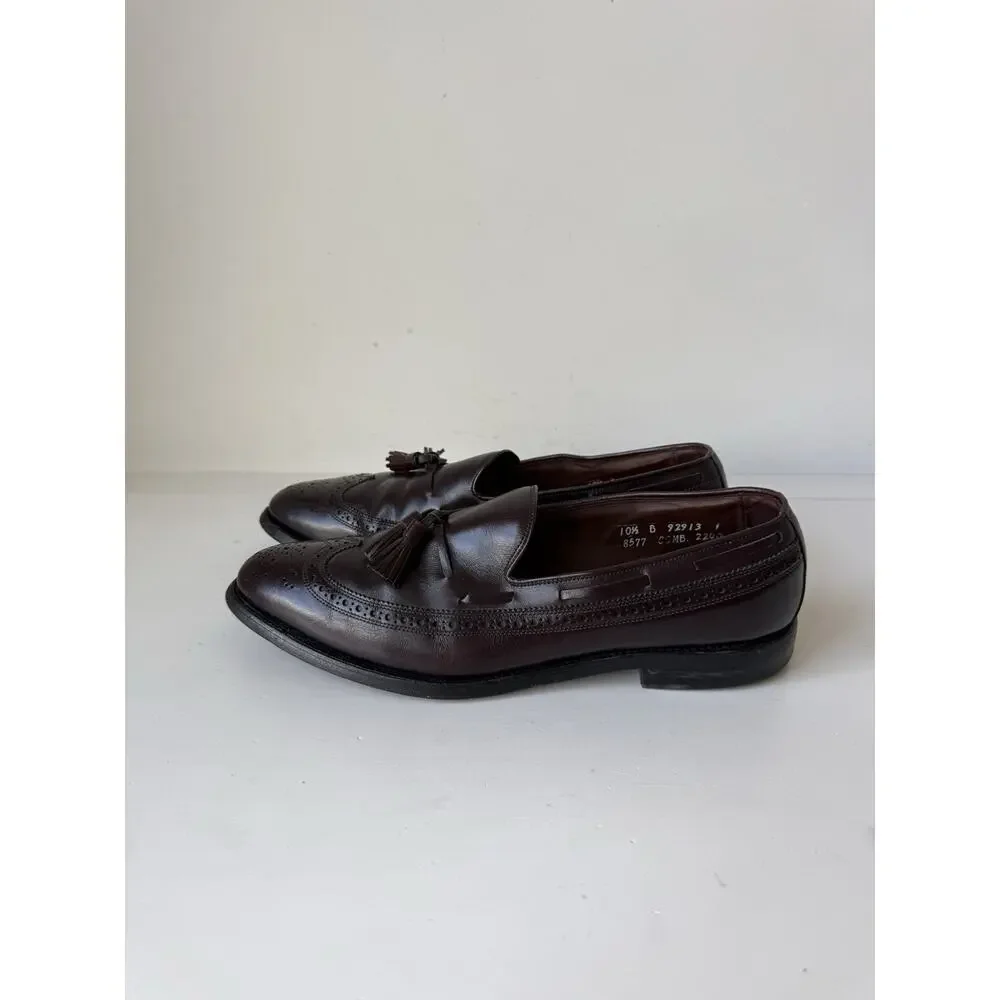 Allen Edmonds Maxfield Men Tassel Loafers 10.5 B Brown Leather Braided Made USA